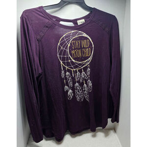 Juniors Jerry Leigh Long Sleeve Tee XXXL Purple Gold Dreamcatcher